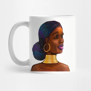 Black is beautiful Afro queen III - Mahagony brown skin girl with braided,  black African woman Mug